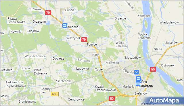 mapa Kąty gmina Góra Kalwaria, Kąty gmina Góra Kalwaria na mapie Targeo