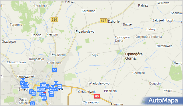 mapa Kąty gmina Opinogóra Górna, Kąty gmina Opinogóra Górna na mapie Targeo