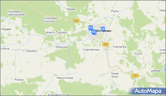 mapa Kazimierowo gmina Michałowo, Kazimierowo gmina Michałowo na mapie Targeo