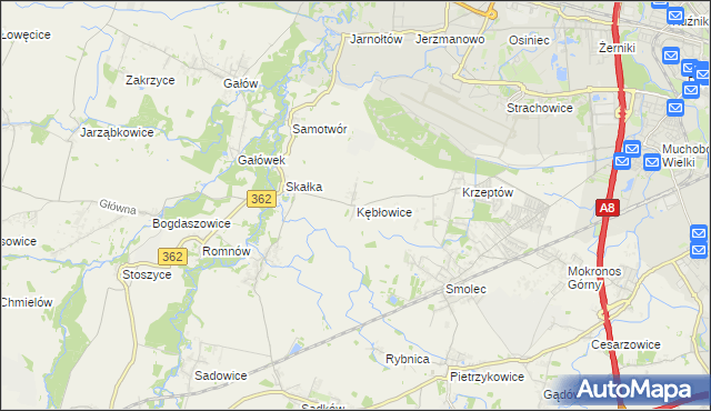 mapa Kębłowice gmina Kąty Wrocławskie, Kębłowice gmina Kąty Wrocławskie na mapie Targeo