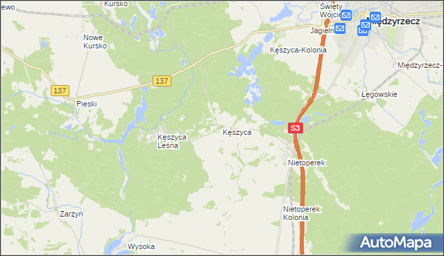 mapa Kęszyca, Kęszyca na mapie Targeo