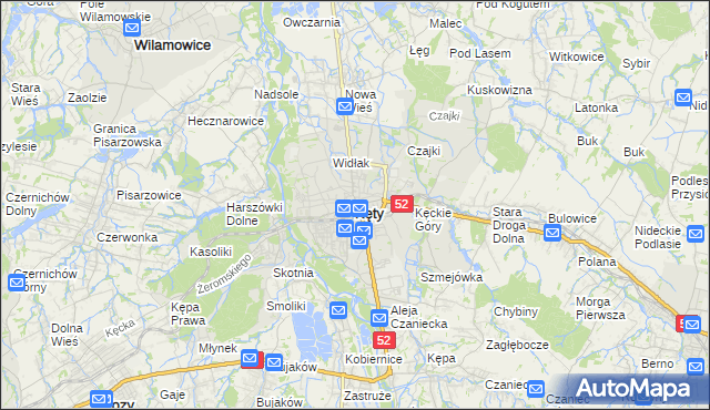 mapa Kęty, Kęty na mapie Targeo