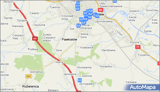 mapa Kidałowice, Kidałowice na mapie Targeo