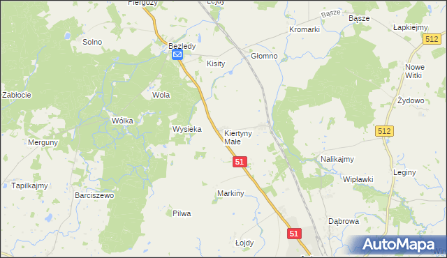 mapa Kiertyny Małe, Kiertyny Małe na mapie Targeo