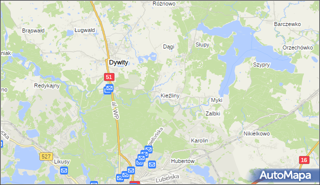 mapa Kieźliny, Kieźliny na mapie Targeo