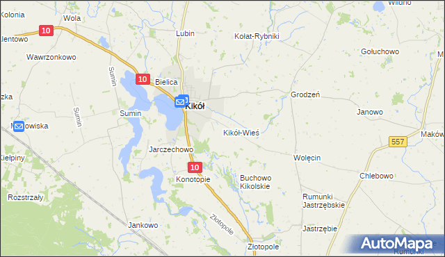 mapa Kikół-Wieś, Kikół-Wieś na mapie Targeo