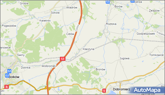 mapa Kłaczyna, Kłaczyna na mapie Targeo