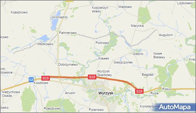 mapa Klawek, Klawek na mapie Targeo