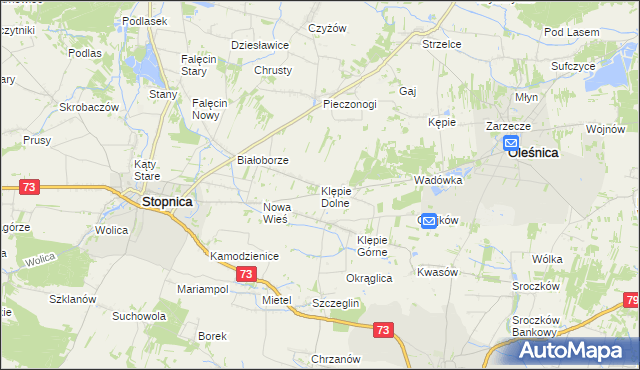 mapa Klępie Dolne, Klępie Dolne na mapie Targeo