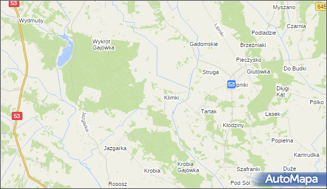 mapa Klimki gmina Kadzidło, Klimki gmina Kadzidło na mapie Targeo