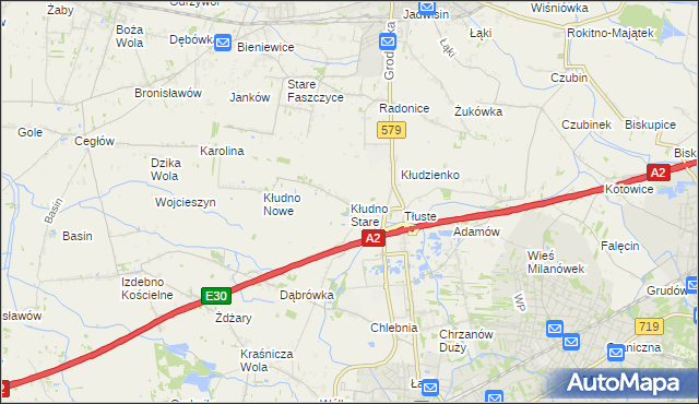 mapa Kłudno Stare, Kłudno Stare na mapie Targeo