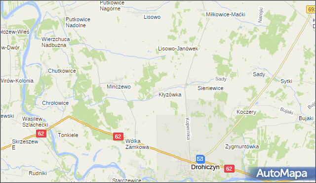 mapa Kłyzówka, Kłyzówka na mapie Targeo