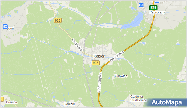 mapa Kobiór, Kobiór na mapie Targeo