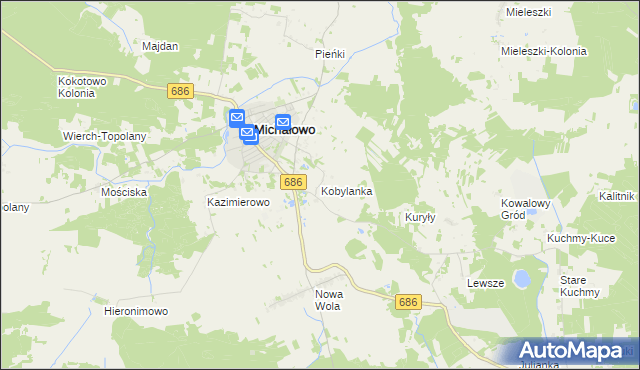 mapa Kobylanka gmina Michałowo, Kobylanka gmina Michałowo na mapie Targeo