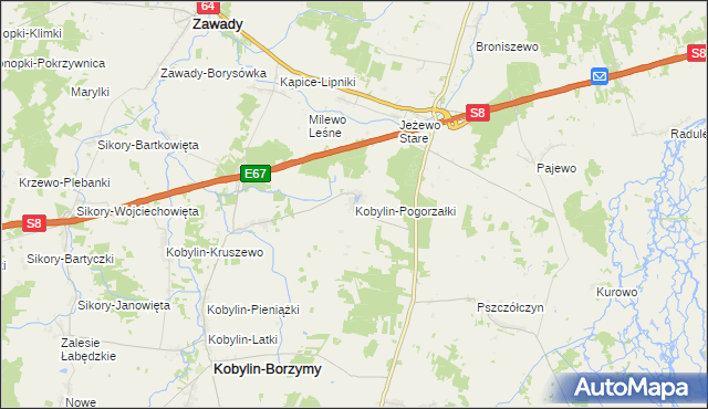 mapa Kobylin-Pogorzałki, Kobylin-Pogorzałki na mapie Targeo