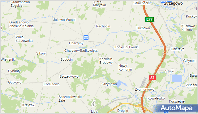 mapa Kocięcin Brodowy, Kocięcin Brodowy na mapie Targeo