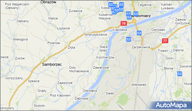 mapa Koćmierzów, Koćmierzów na mapie Targeo