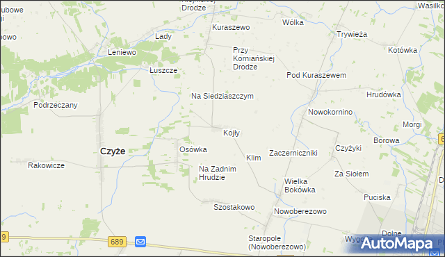 mapa Kojły, Kojły na mapie Targeo