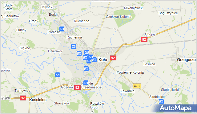 mapa Koło, Koło na mapie Targeo