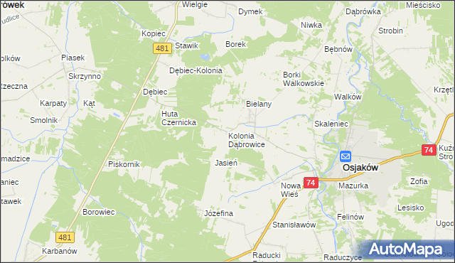 mapa Kolonia Dąbrowice, Kolonia Dąbrowice na mapie Targeo