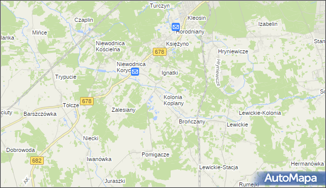 mapa Kolonia Koplany, Kolonia Koplany na mapie Targeo