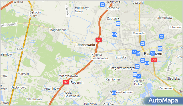 mapa Kolonia Lesznowola, Kolonia Lesznowola na mapie Targeo