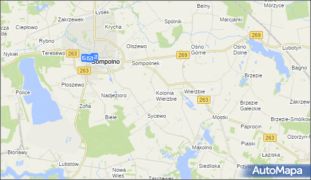 mapa Kolonia Wierzbie, Kolonia Wierzbie na mapie Targeo