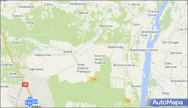 mapa Kolonia Wola Solecka, Kolonia Wola Solecka na mapie Targeo