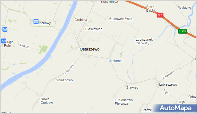 mapa Komarówka gmina Ostaszewo, Komarówka gmina Ostaszewo na mapie Targeo