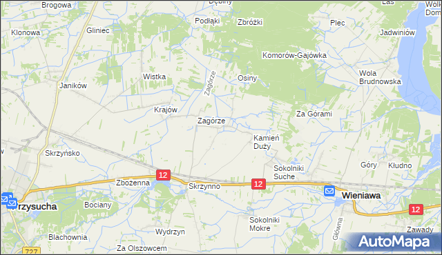 mapa Komorów gmina Wieniawa, Komorów gmina Wieniawa na mapie Targeo