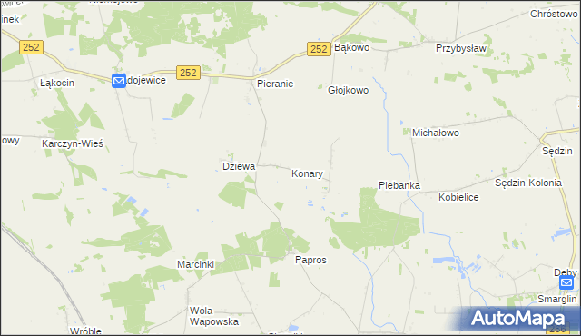 mapa Konary gmina Dąbrowa Biskupia, Konary gmina Dąbrowa Biskupia na mapie Targeo