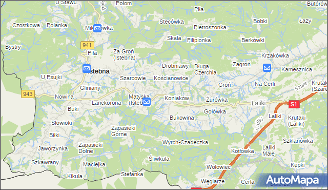 mapa Koniaków, Koniaków na mapie Targeo