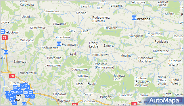 mapa Koniuszowa, Koniuszowa na mapie Targeo