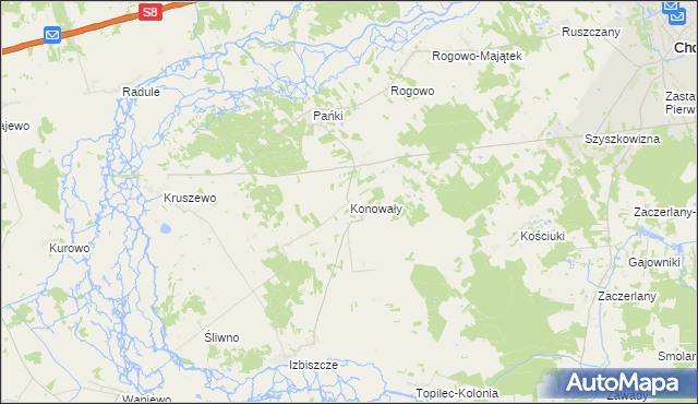 mapa Konowały, Konowały na mapie Targeo