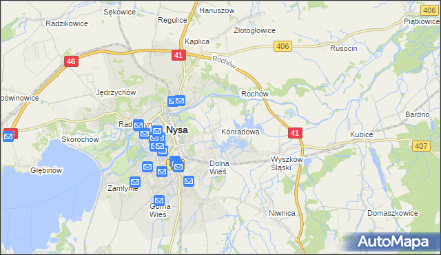 mapa Konradowa, Konradowa na mapie Targeo