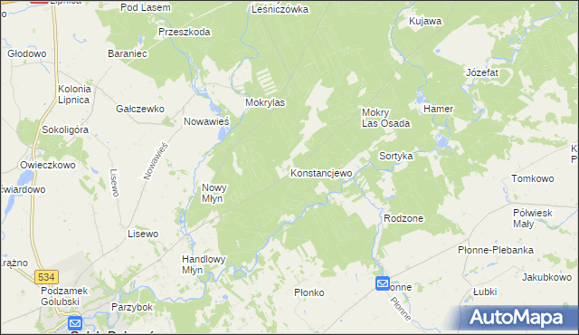 mapa Konstancjewo, Konstancjewo na mapie Targeo