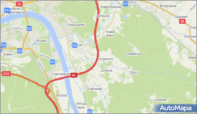 mapa Kopanino gmina Lubicz, Kopanino gmina Lubicz na mapie Targeo
