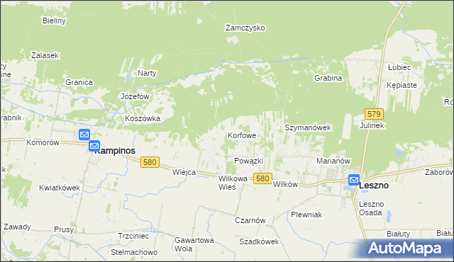 mapa Korfowe, Korfowe na mapie Targeo