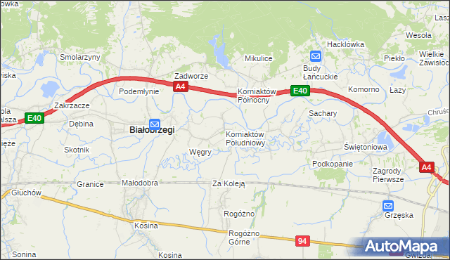 mapa Korniaktów Południowy, Korniaktów Południowy na mapie Targeo