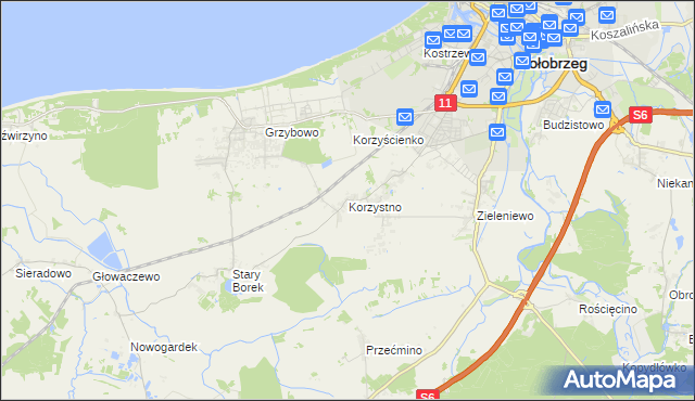 mapa Korzystno, Korzystno na mapie Targeo