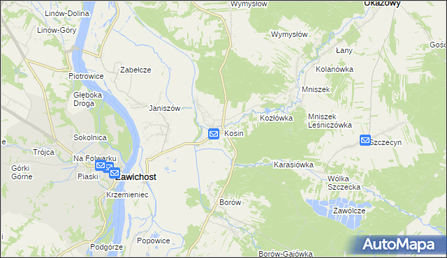 mapa Kosin gmina Annopol, Kosin gmina Annopol na mapie Targeo