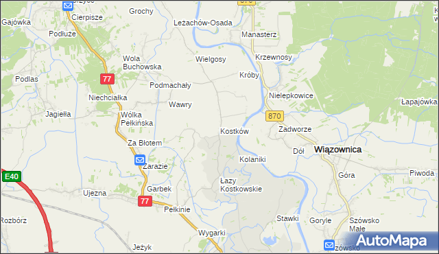 mapa Kostków, Kostków na mapie Targeo