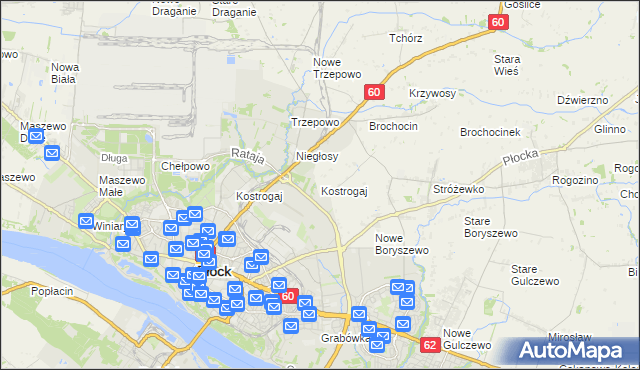 mapa Kostrogaj, Kostrogaj na mapie Targeo