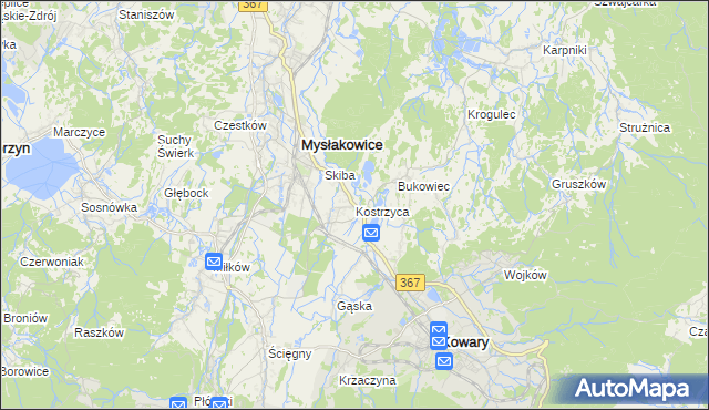 mapa Kostrzyca, Kostrzyca na mapie Targeo