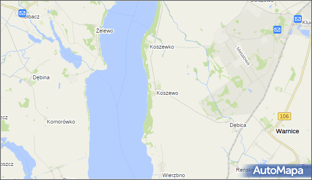 mapa Koszewo gmina Stargard, Koszewo gmina Stargard na mapie Targeo