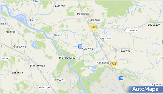 mapa Kotowice gmina Oborniki Śląskie, Kotowice gmina Oborniki Śląskie na mapie Targeo