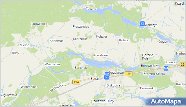 mapa Kowalskie gmina Pobiedziska, Kowalskie gmina Pobiedziska na mapie Targeo