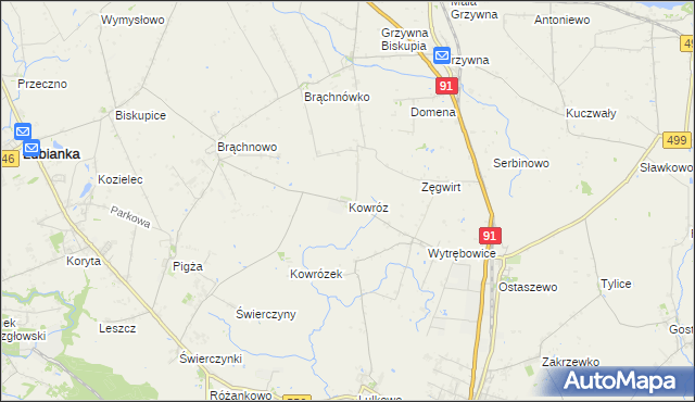 mapa Kowróz, Kowróz na mapie Targeo