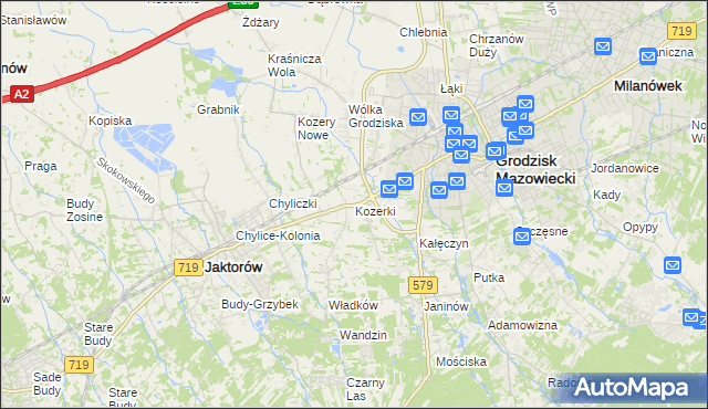 mapa Kozerki, Kozerki na mapie Targeo