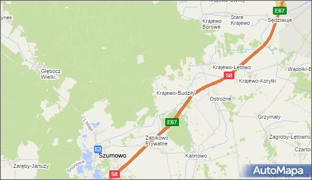 mapa Krajewo-Budziły, Krajewo-Budziły na mapie Targeo